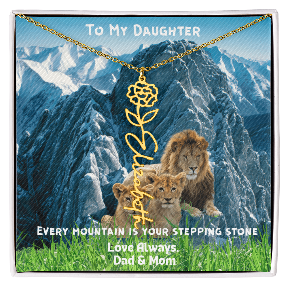 DAUGHTER YOU ARE HEAVILY PROTECTED/FLOWER NAME NECKLACE