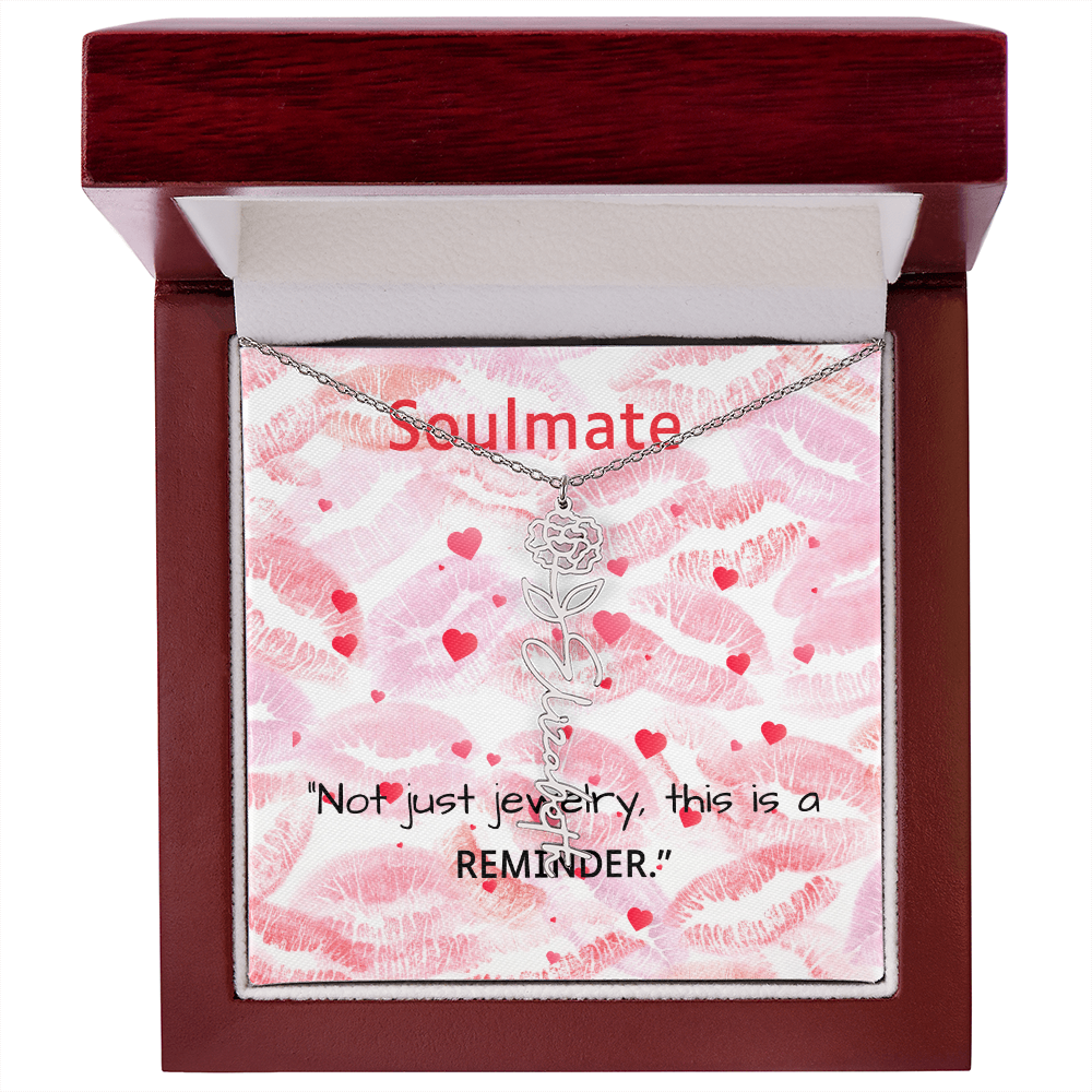 TO MY SOULMATE FLOWER NAME NECKLACE