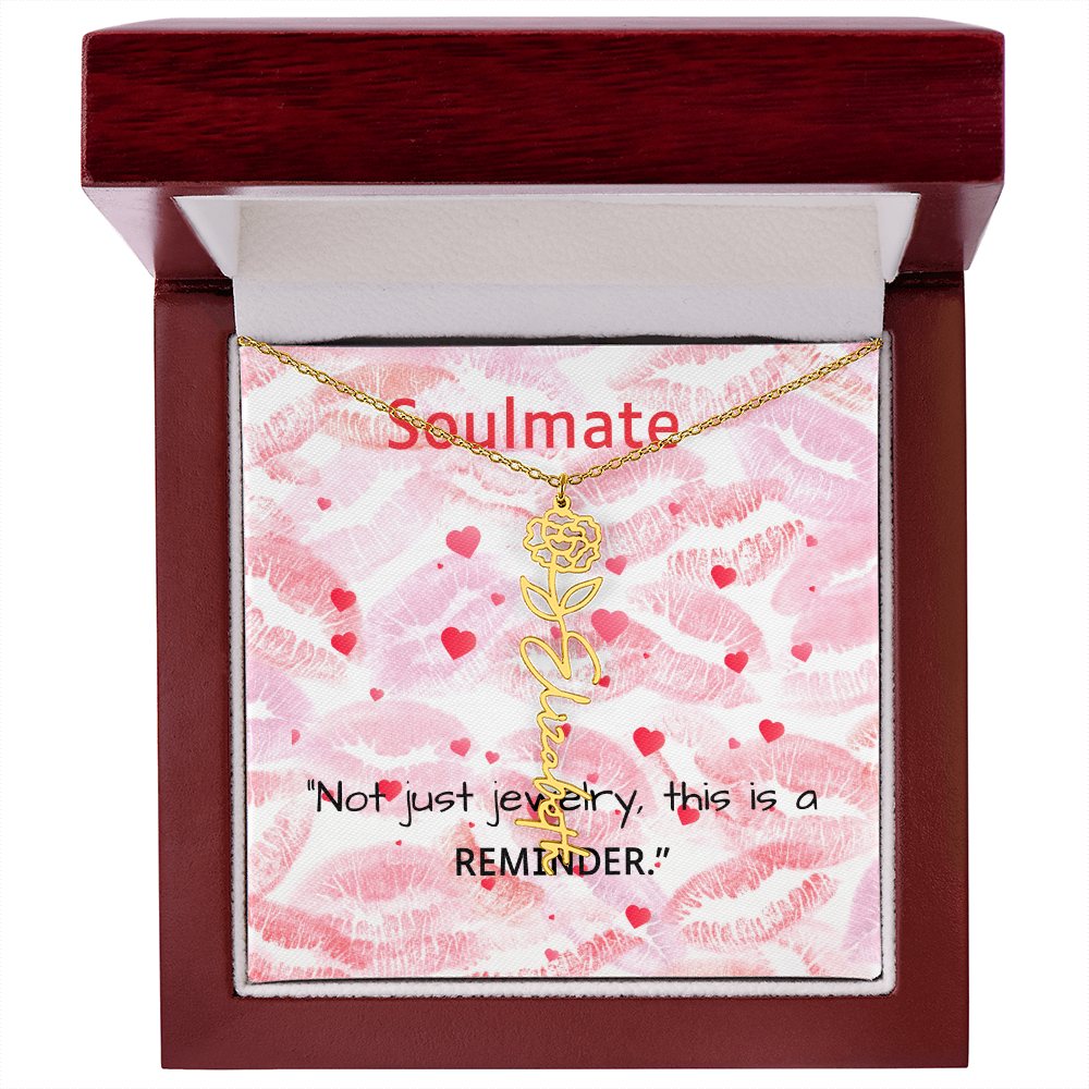 TO MY SOULMATE FLOWER NAME NECKLACE