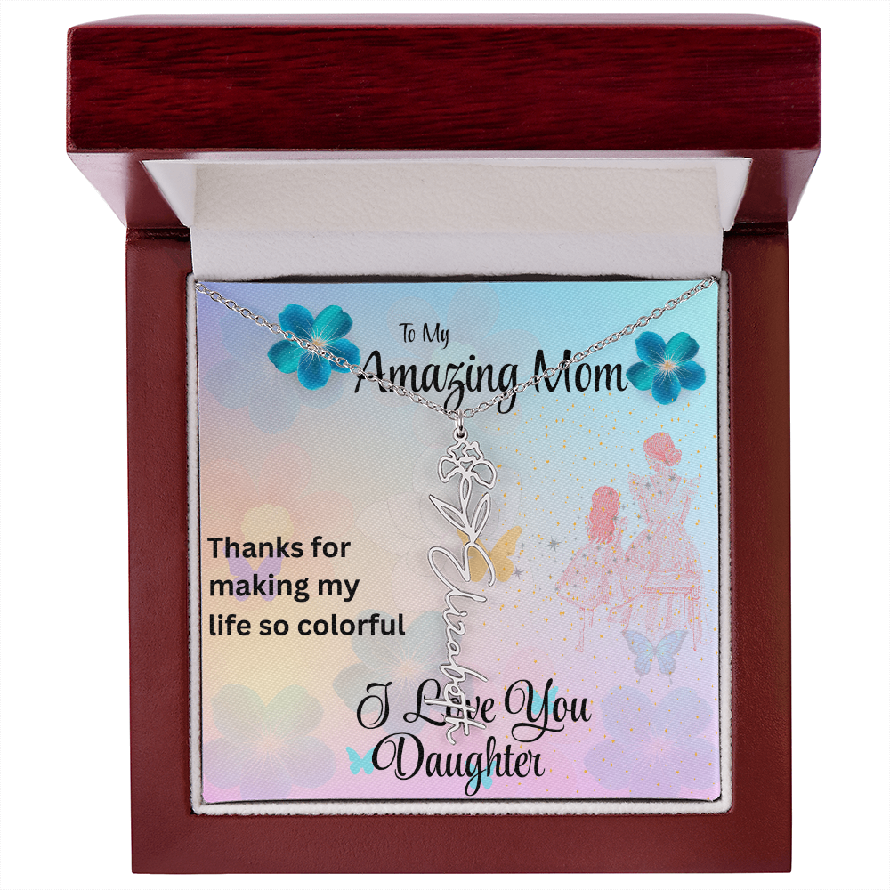 YOUR LOVE HAS SHAPED ME INTO WHO I AM TODAY/ FLOWER NAME NECKLACE/W/ON DEMAND MESSAGE CARD