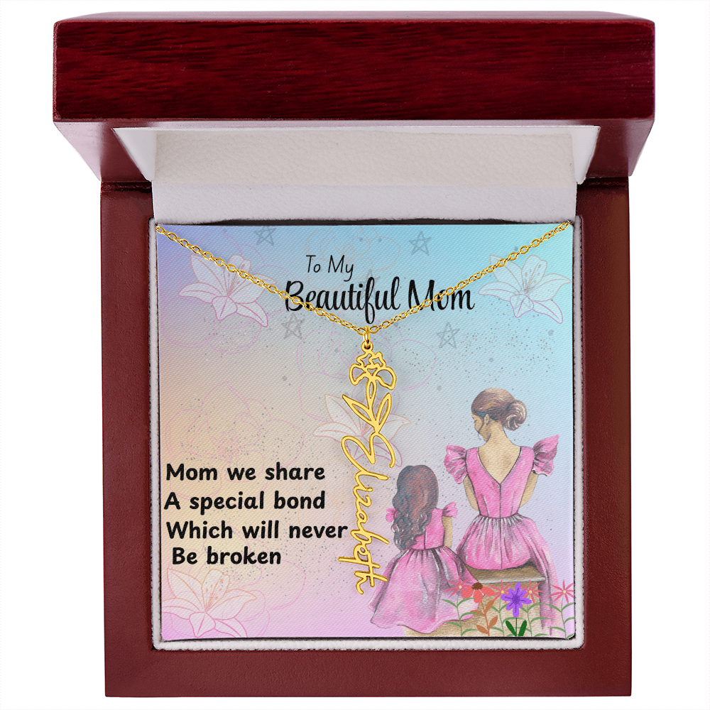 MOM YOU ARE MY ONE IN A MILLION/ FLOWER NAME NECKLACE/WITH ON DEMAND MESSAGE CARD