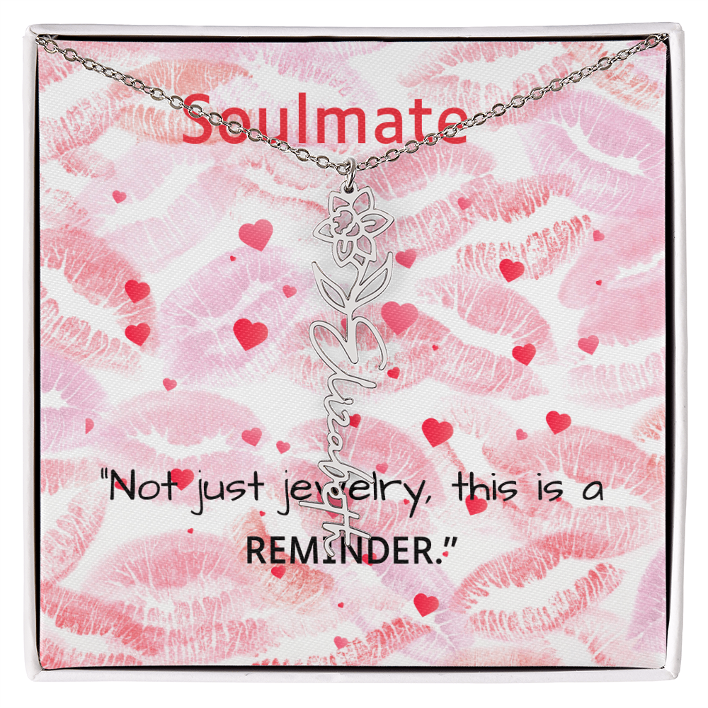 TO MY SOULMATE FLOWER NAME NECKLACE