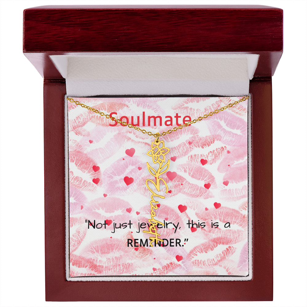 TO MY SOULMATE FLOWER NAME NECKLACE