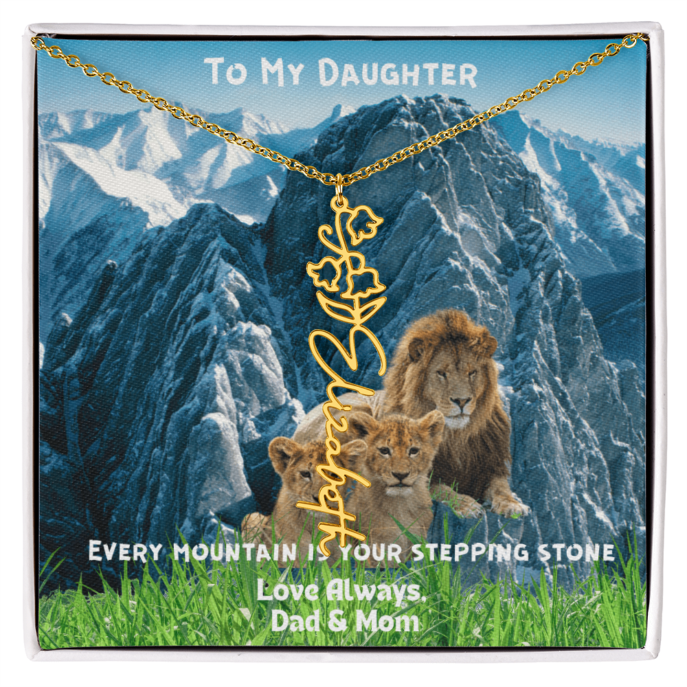 DAUGHTER YOU ARE HEAVILY PROTECTED/FLOWER NAME NECKLACE
