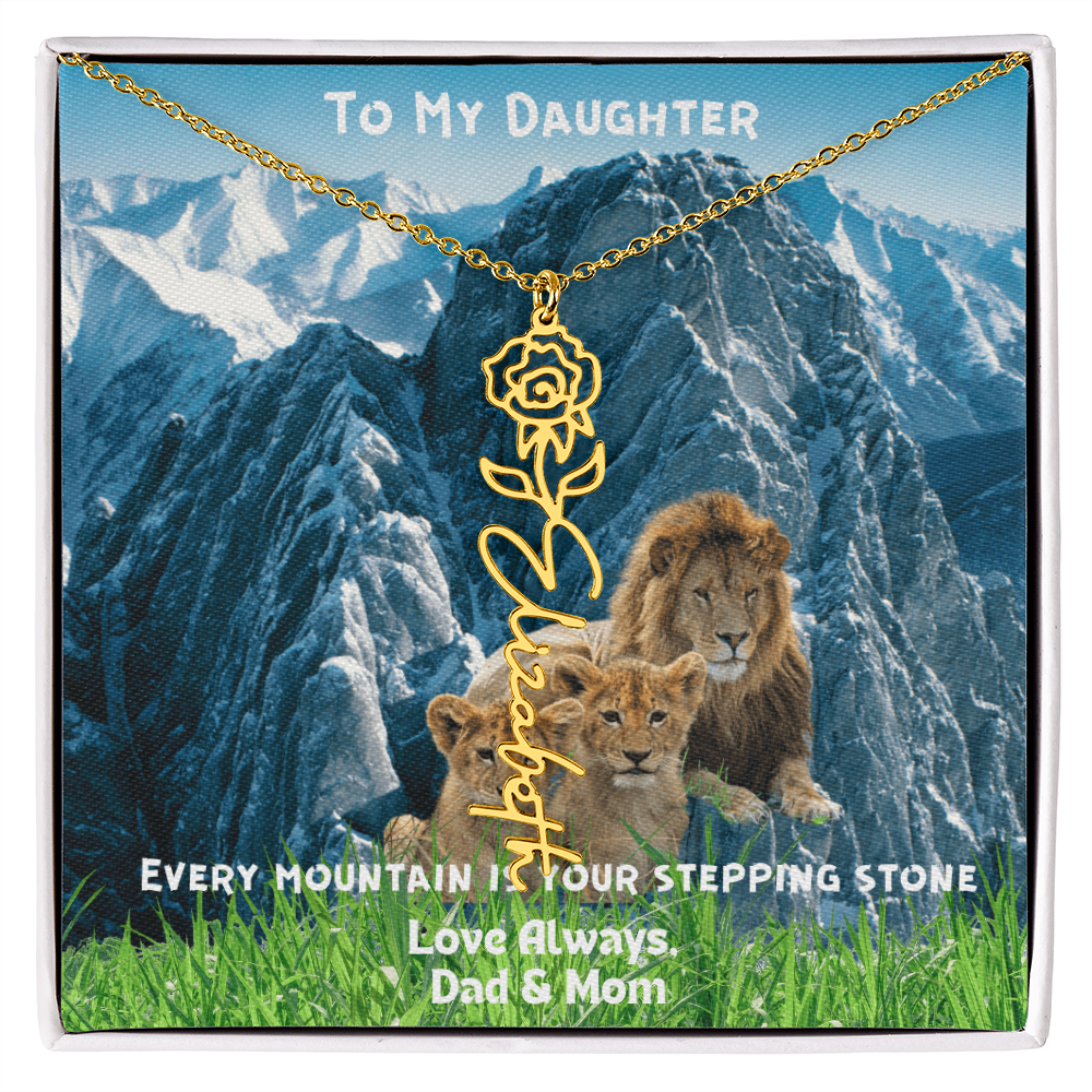 DAUGHTER YOU ARE HEAVILY PROTECTED/FLOWER NAME NECKLACE