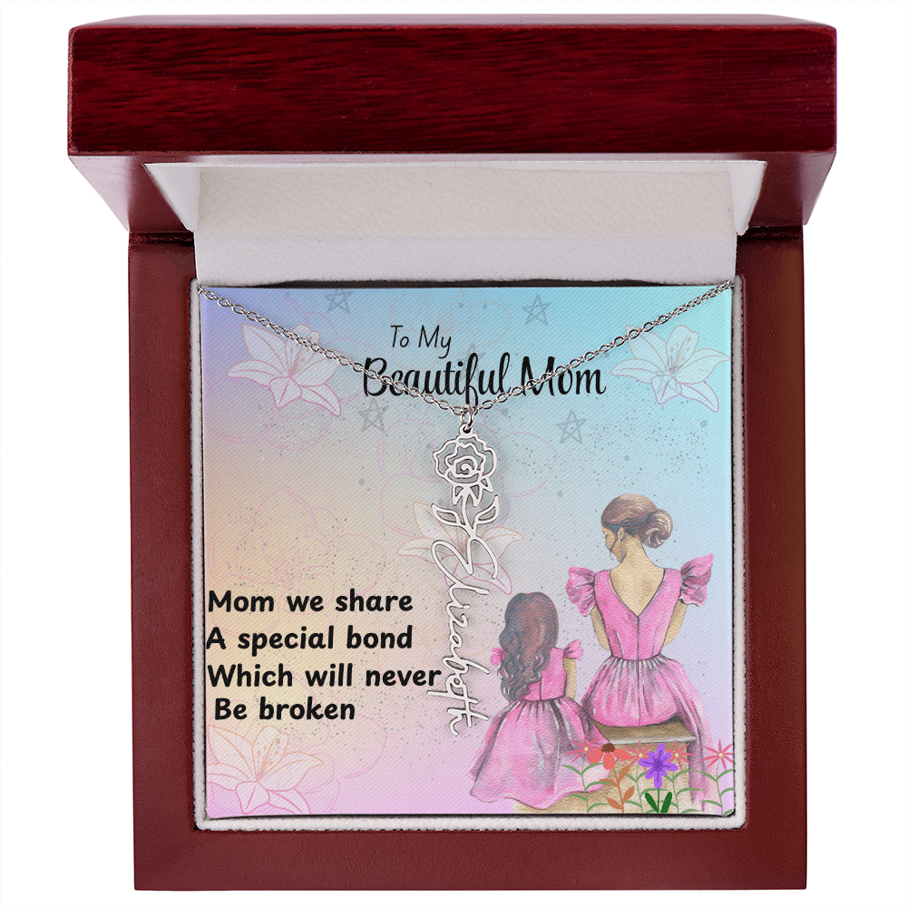 MOM YOU ARE MY ONE IN A MILLION/ FLOWER NAME NECKLACE/WITH ON DEMAND MESSAGE CARD