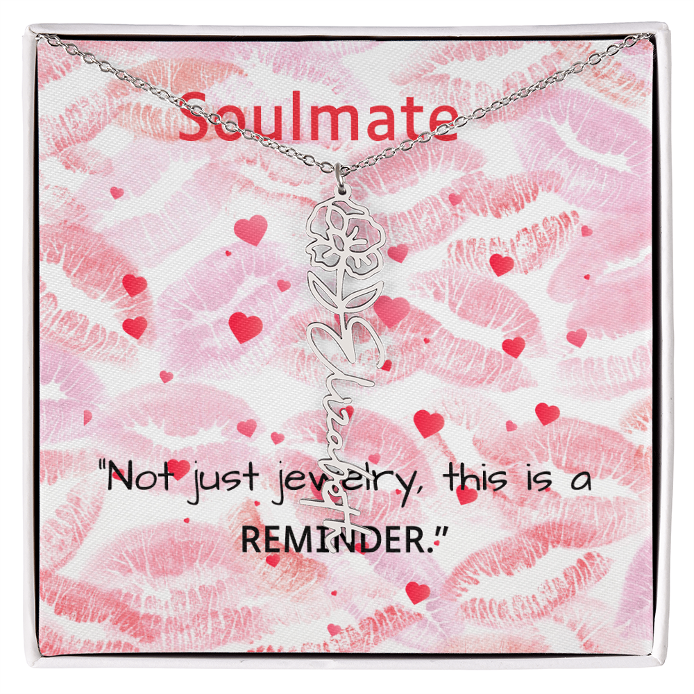 TO MY SOULMATE FLOWER NAME NECKLACE