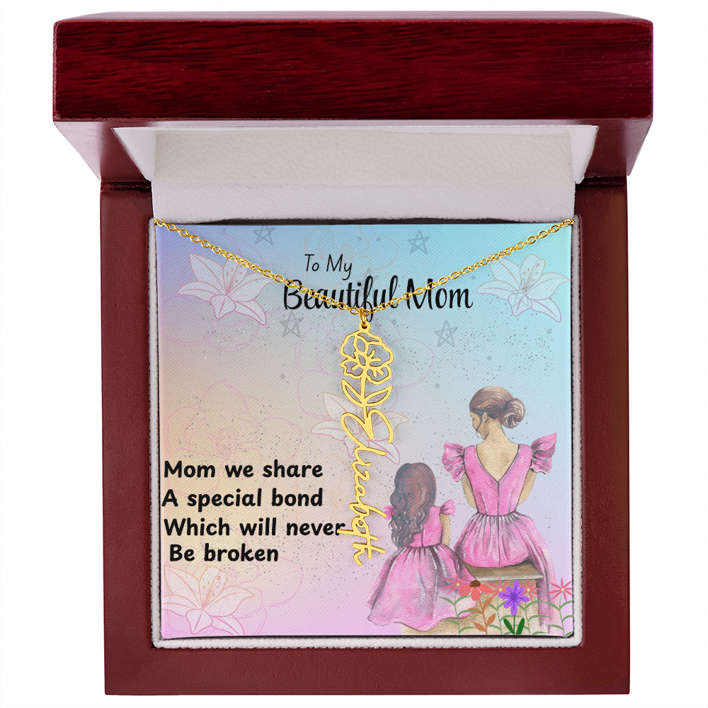 MOM YOU ARE MY ONE IN A MILLION/ FLOWER NAME NECKLACE/WITH ON DEMAND MESSAGE CARD