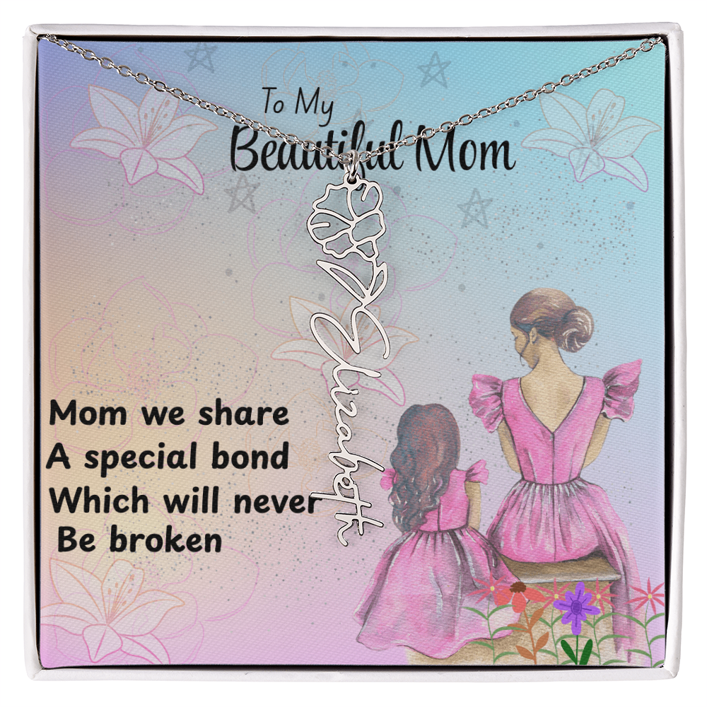 MOM YOU ARE MY ONE IN A MILLION/ FLOWER NAME NECKLACE/WITH ON DEMAND MESSAGE CARD