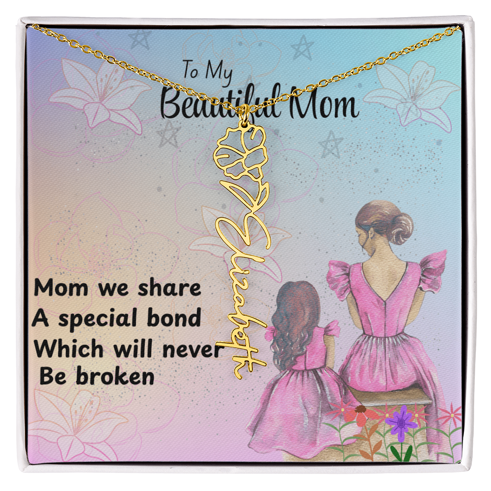 MOM YOU ARE MY ONE IN A MILLION/ FLOWER NAME NECKLACE/WITH ON DEMAND MESSAGE CARD