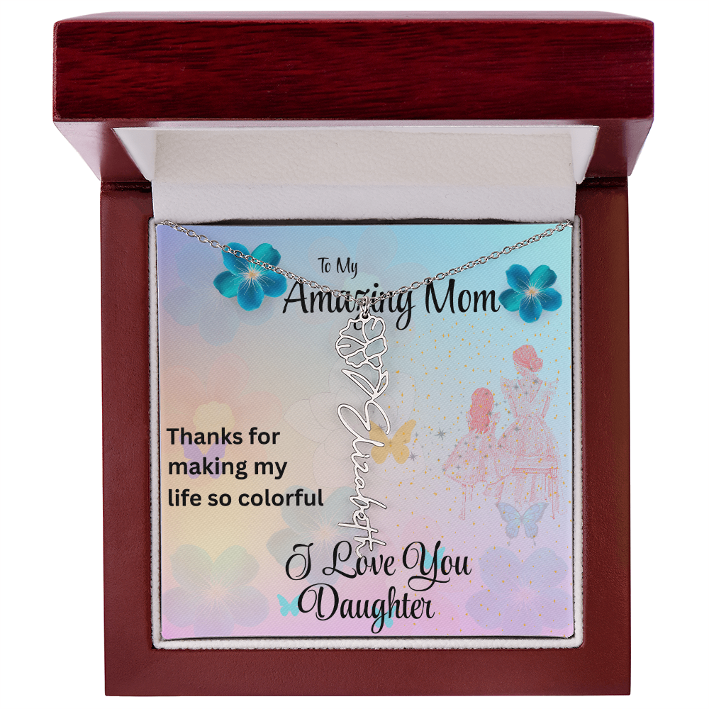 YOUR LOVE HAS SHAPED ME INTO WHO I AM TODAY/ FLOWER NAME NECKLACE/W/ON DEMAND MESSAGE CARD