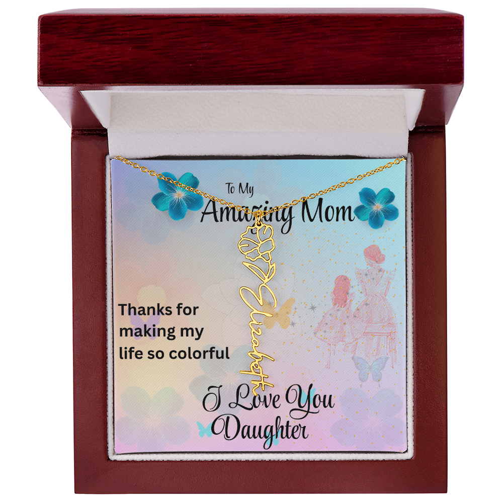 YOUR LOVE HAS SHAPED ME INTO WHO I AM TODAY/ FLOWER NAME NECKLACE/W/ON DEMAND MESSAGE CARD