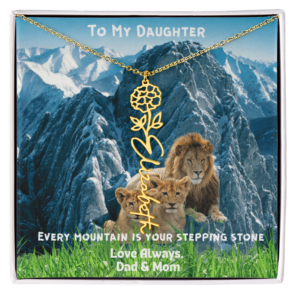 DAUGHTER YOU ARE HEAVILY PROTECTED/FLOWER NAME NECKLACE