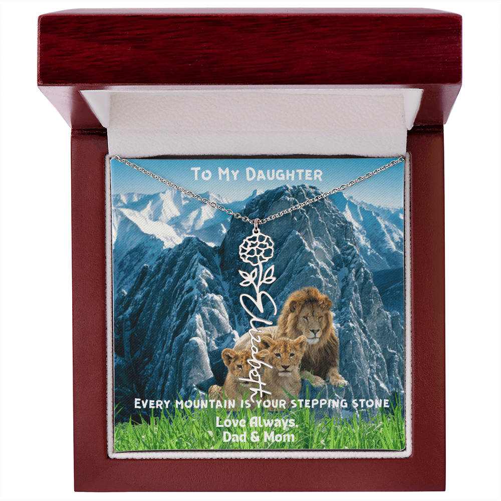 DAUGHTER YOU ARE HEAVILY PROTECTED/FLOWER NAME NECKLACE