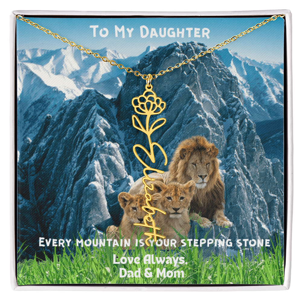 DAUGHTER YOU ARE HEAVILY PROTECTED/FLOWER NAME NECKLACE