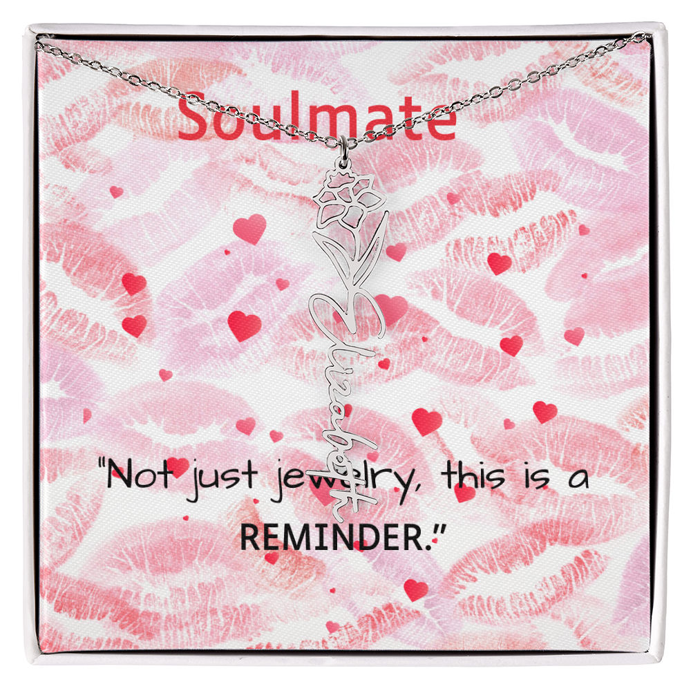 TO MY SOULMATE FLOWER NAME NECKLACE