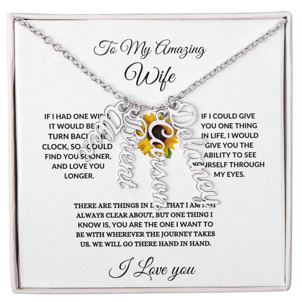 To My Wife| Multi Vertical Name Necklace.