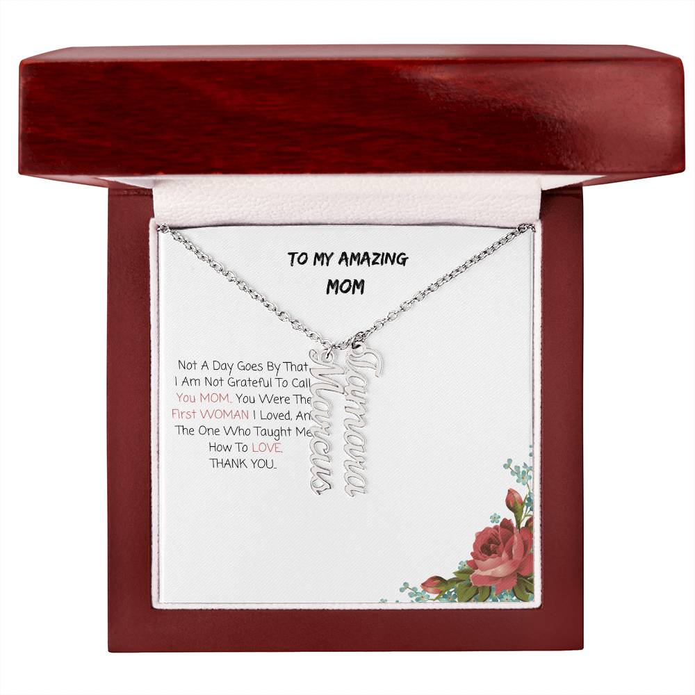 To My Amazing Mom| Multi Vertical Name Necklace (w/MC)