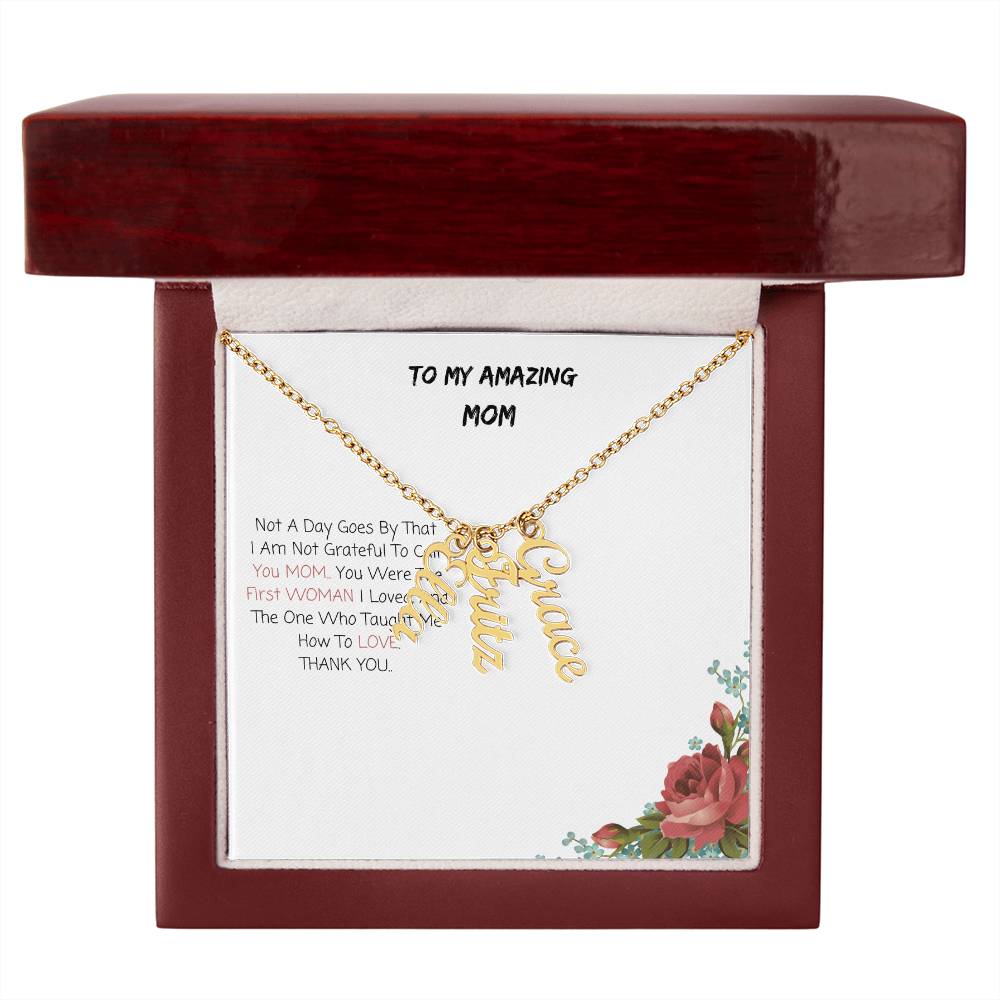 To My Amazing Mom| Multi Vertical Name Necklace (w/MC)