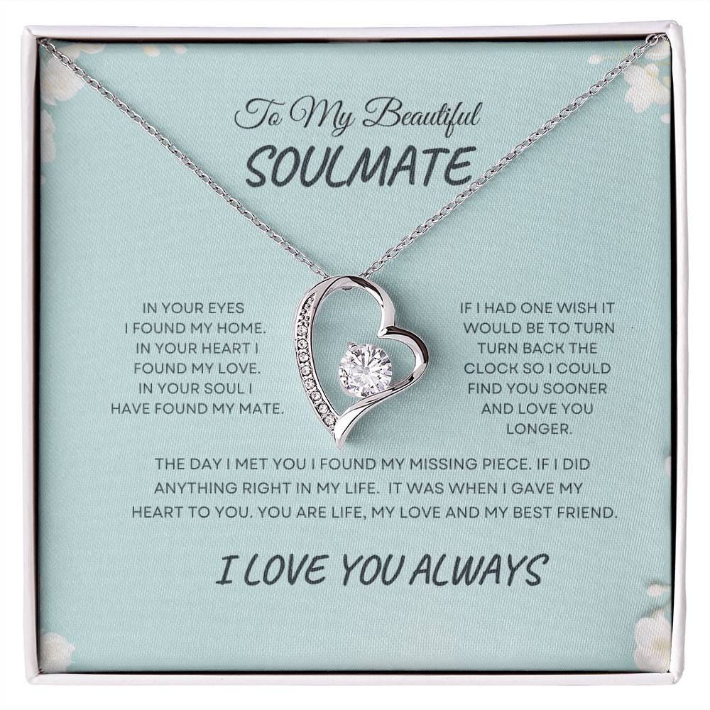 To My Beautiful Soulmate| Forever Love Necklace With On Demand Message Card