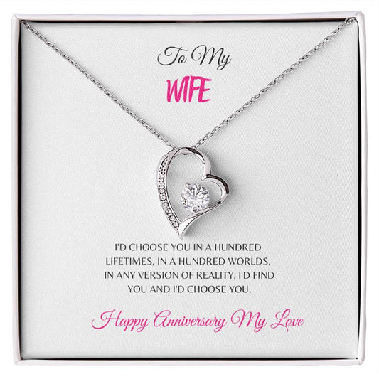 To My Wife| Forever Love Necklace Yellow With On Demand Message Card