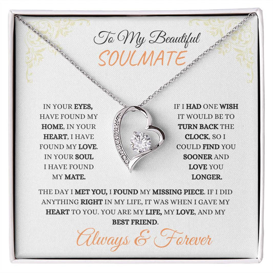 To My Soulmate| Forever Love Necklace with On Demand Message Card