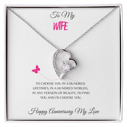 To My Wife Forever Love Necklace With On Demand Message Card
