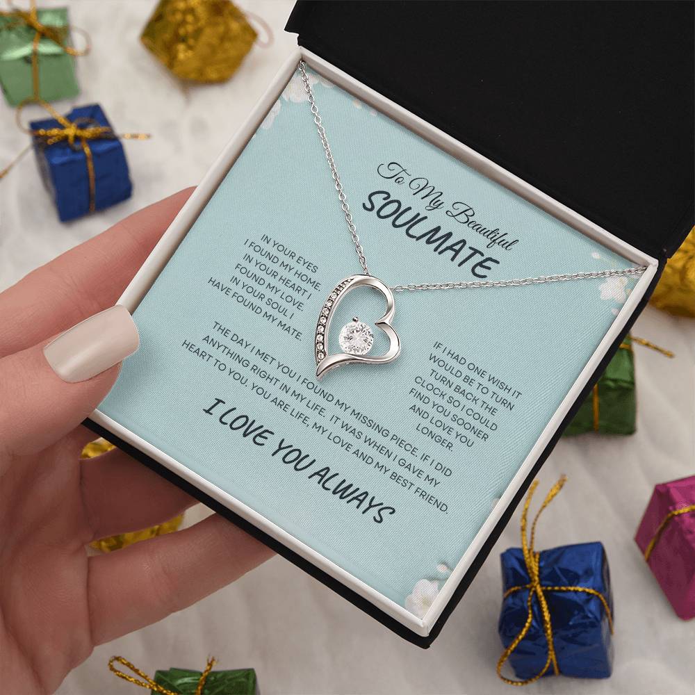 To My Beautiful Soulmate| Forever Love Necklace With On Demand Message Card