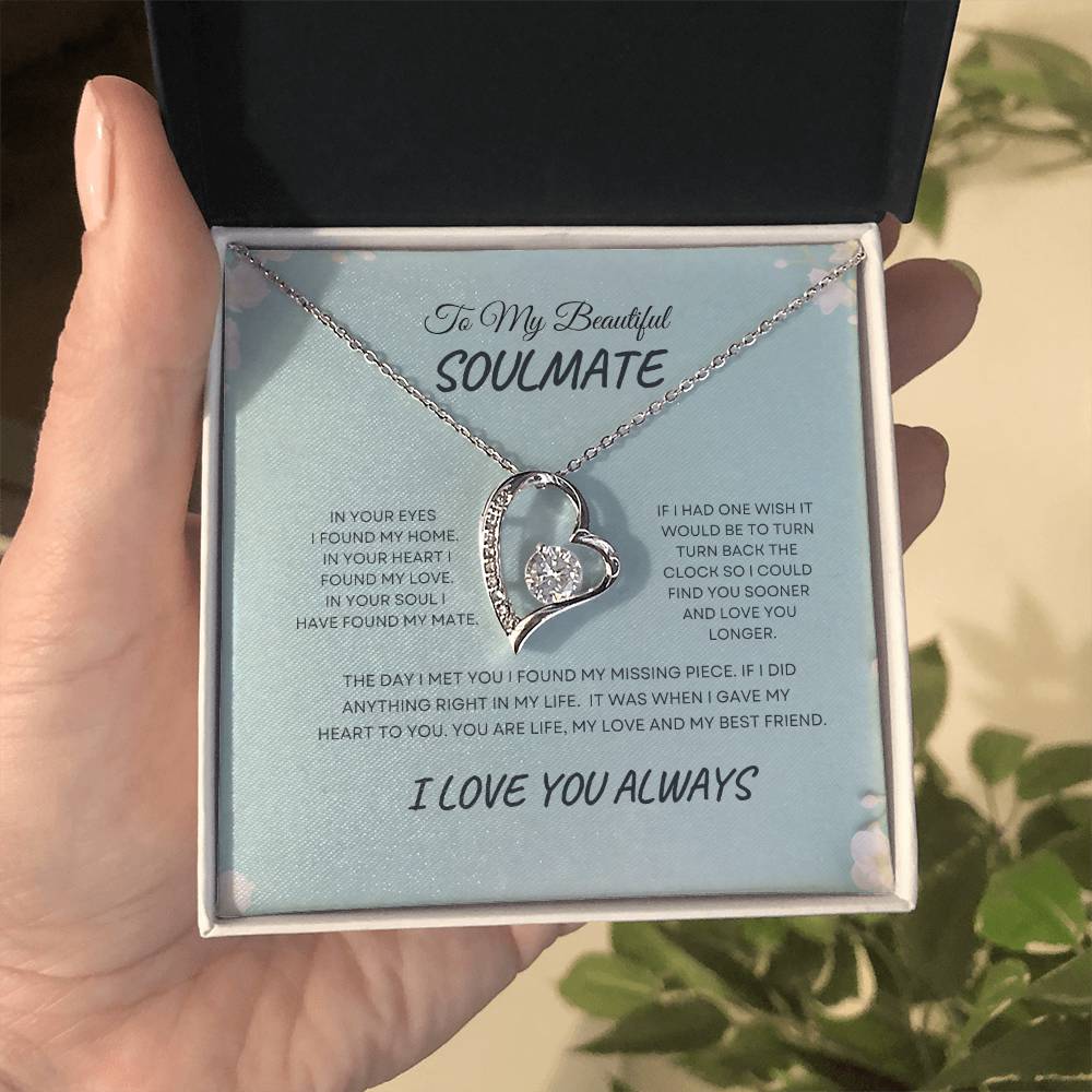 To My Beautiful Soulmate| Forever Love Necklace With On Demand Message Card