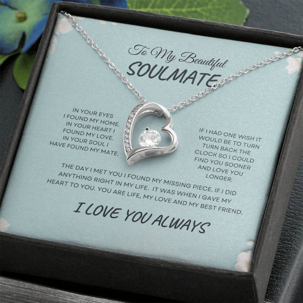 To My Beautiful Soulmate| Forever Love Necklace With On Demand Message Card