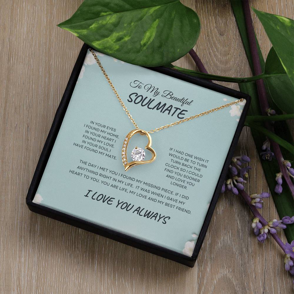 To My Beautiful Soulmate| Forever Love Necklace With On Demand Message Card