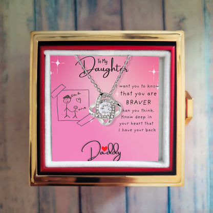 YOU ARE BRAVER THAN YOU THINK/ LOVE KNOT WITH ROTATING ROSE GIFT BOX