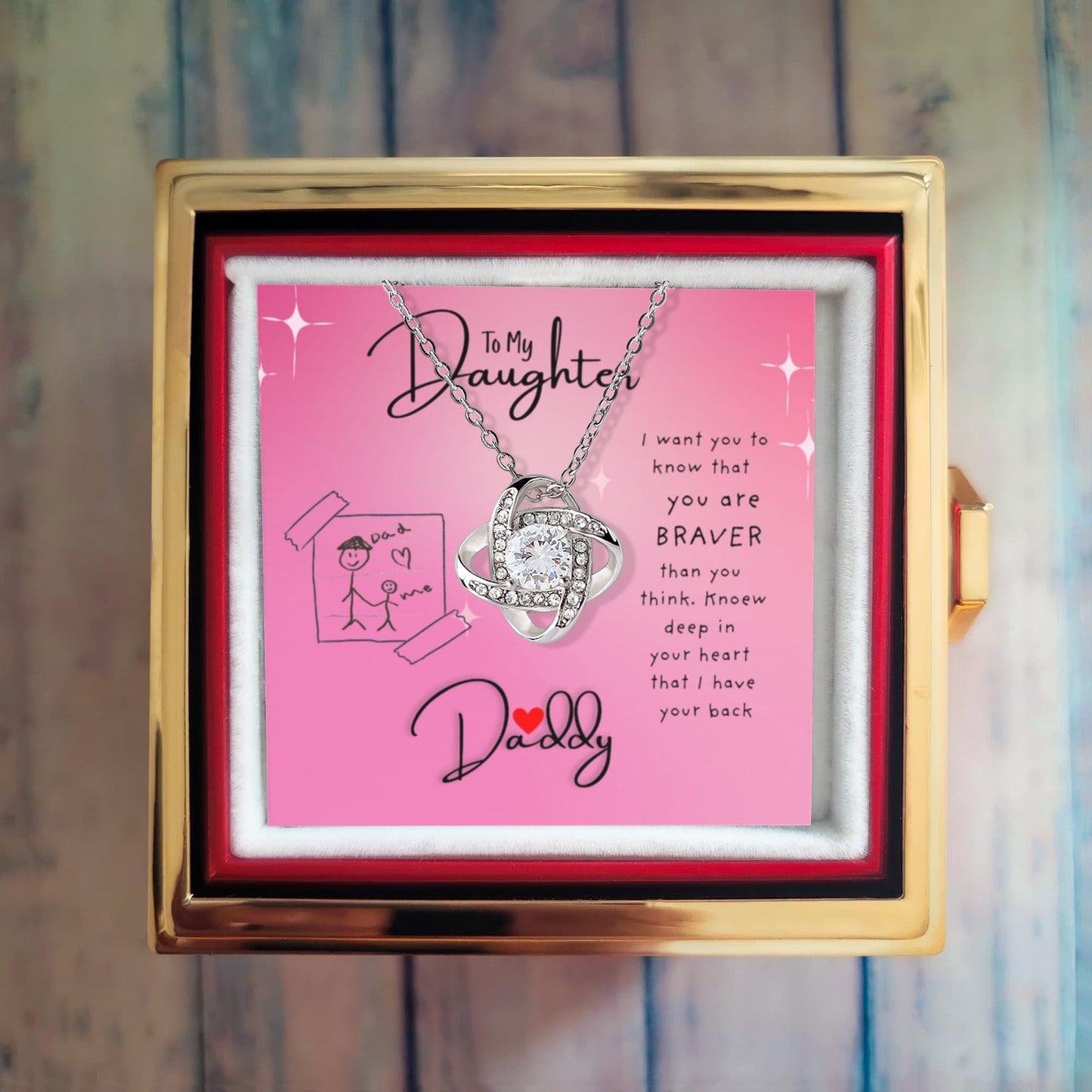 YOU ARE BRAVER THAN YOU THINK/ LOVE KNOT WITH ROTATING ROSE GIFT BOX