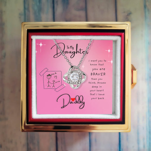 YOU ARE BRAVER THAN YOU THINK/ LOVE KNOT WITH ROTATING ROSE GIFT BOX