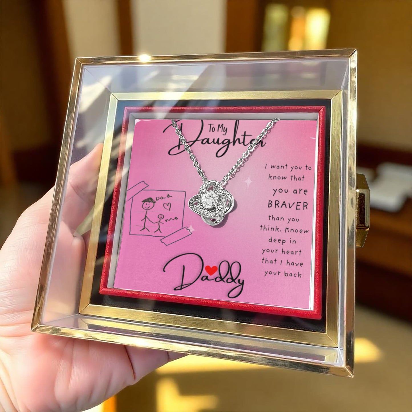 YOU ARE BRAVER THAN YOU THINK/ LOVE KNOT WITH ROTATING ROSE GIFT BOX
