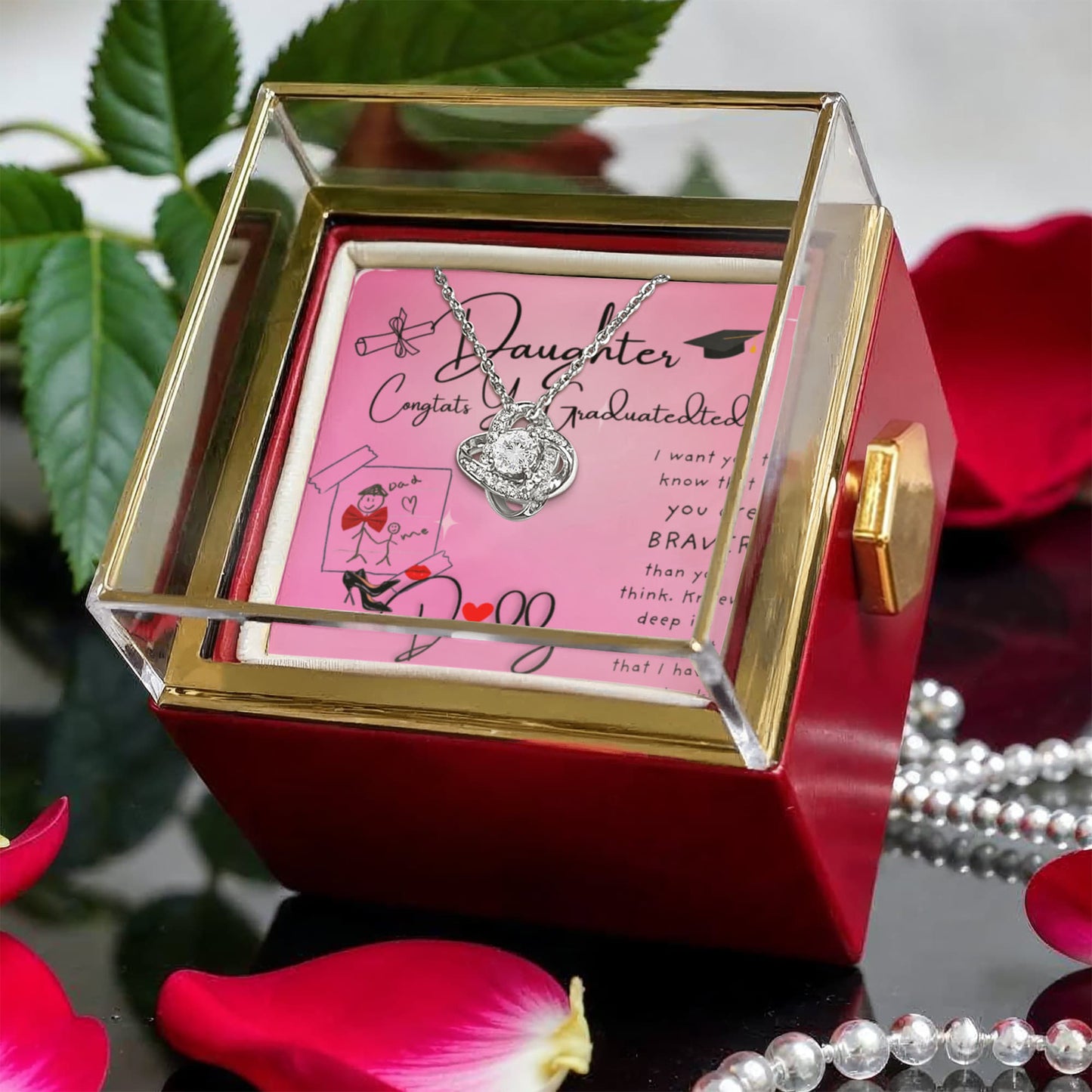 YOU ARE BRAVER THAN YOU THINK/ LOVE KNOT WITH ROTATING ROSE GIFT BOX