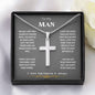 To My Man| Artisan Crafted Cross Necklace with POD Message Card.