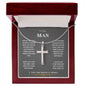 To My Man| Artisan Crafted Cross Necklace with POD Message Card.